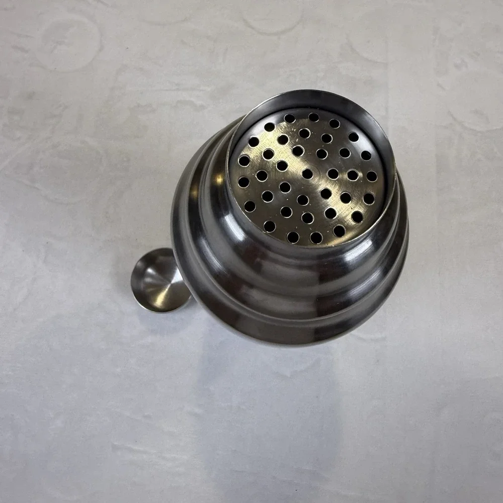 Huge 14in Cocktail Shaker 96oz Stainless Steel Art Deco Stepped Barware 3pc